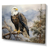 Bold Eagle Noble Perch - Animals Canvas Wall Art