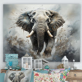 Elephant Symphony Stampede - Gray Elephant Wall Art