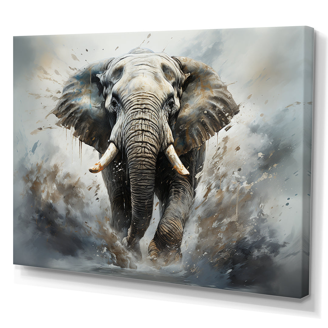 Elephant Symphony Stampede - Gray Elephant Wall Art