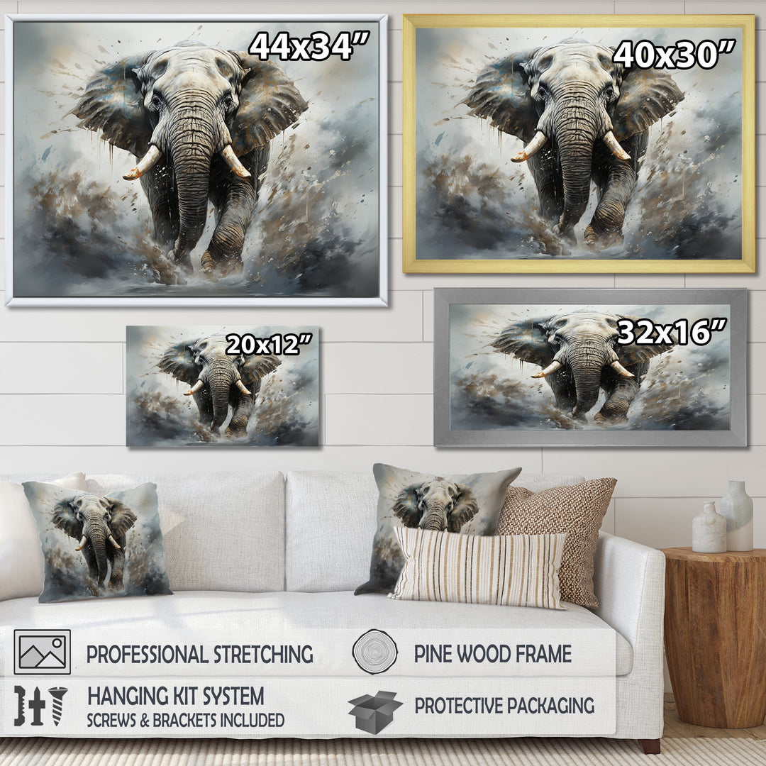 Elephant Symphony Stampede - Gray Elephant Wall Art