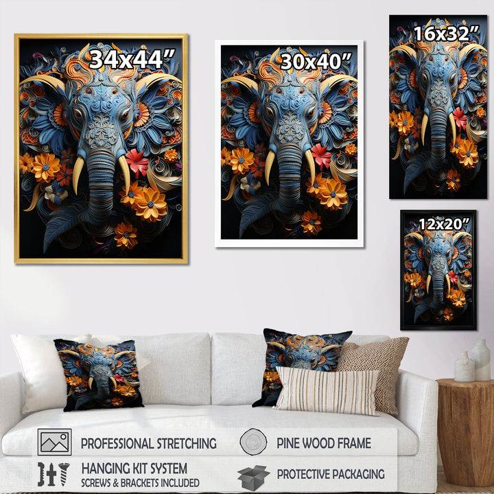 Abstract Elephant Dreamscape Portrait - Elephant Framed Canvas Art