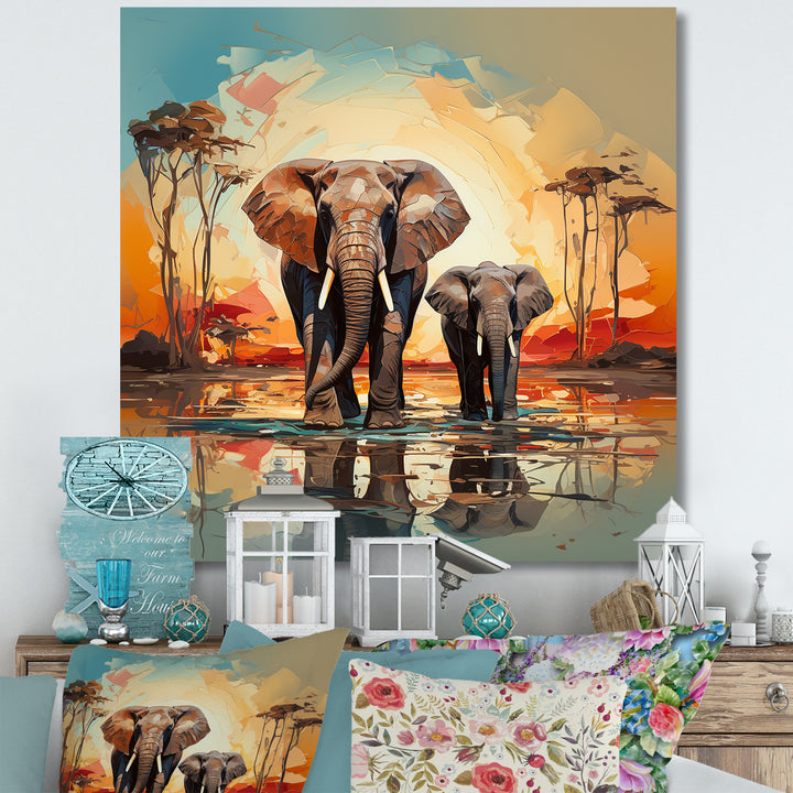 Graceful African Elephants In Motion - Elephant Home Decor Art