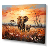 Graceful African Elephant With Calf In Motion - Elephant Wall Decor