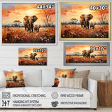 Graceful African Elephant With Calf In Motion - Elephant Wall Decor