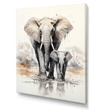 Elegant Elephant With Calf In Motion - Elephant Home Decor Art