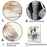 Elegant Elephant With Calf In Motion - Elephant Home Decor Art