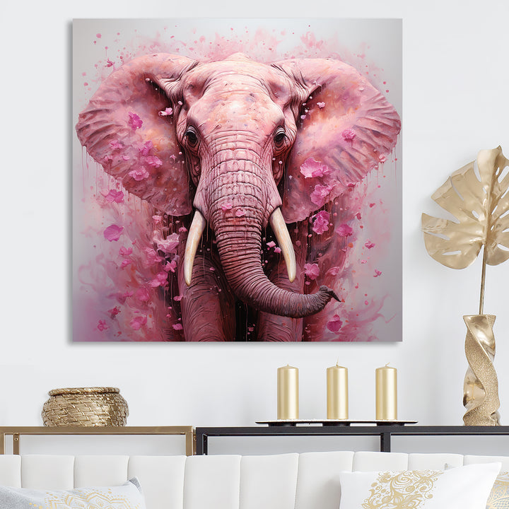 Pink Romantic Blooms Elephant - Elephant Wall Art Prints