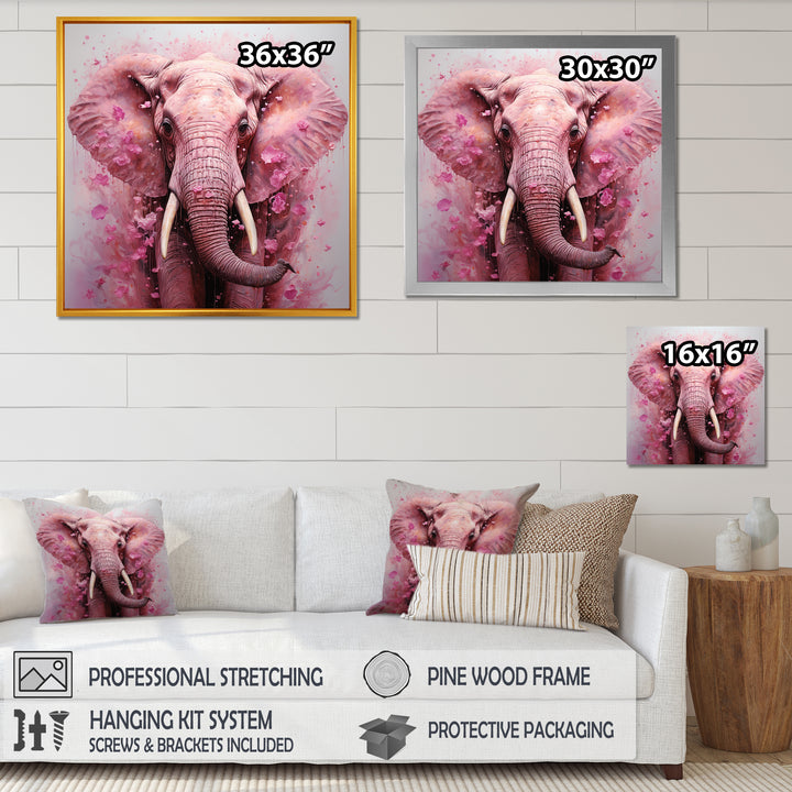 Pink Romantic Blooms Elephant - Elephant Wall Art Prints