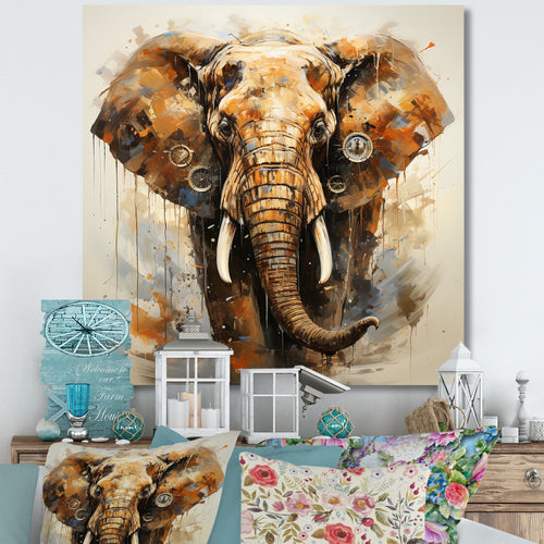 Elephant Grace In Portrait - Elephant Framed Canvas Art