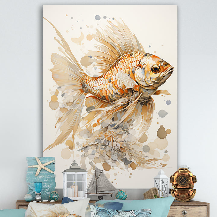 Golden Fish Elegance - Fish Canvas Wall Art