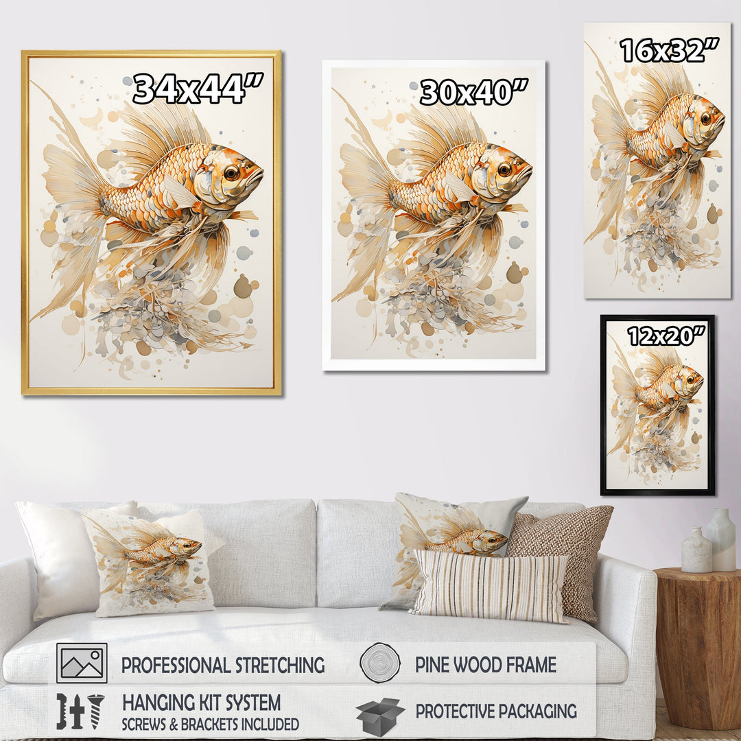 Golden Fish Elegance - Fish Canvas Wall Art