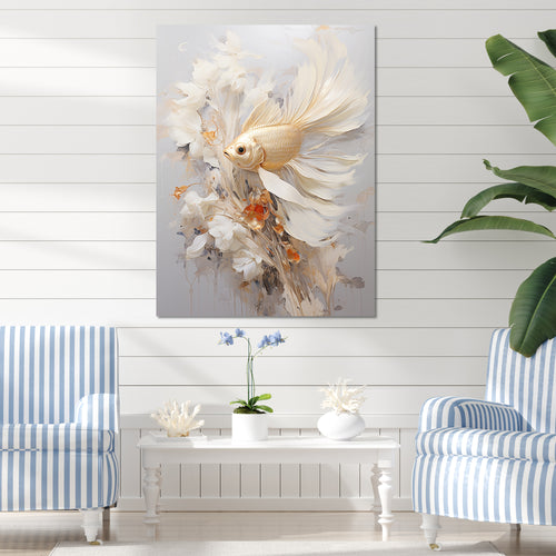 Golden Fish And Long Tails - Fish Wall Decor