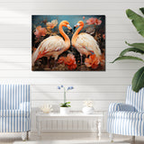 Graceful Orange Flamingo Ballet - Flamingo Large Canvas Wall Art