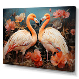 Graceful Orange Flamingo Ballet - Flamingo Large Canvas Wall Art