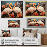 Graceful Orange Flamingo Ballet - Flamingo Large Canvas Wall Art