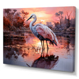 White Flamingo Lake Serenity - Flamingo Living Room Wall Art