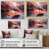 White Flamingo Lake Serenity - Flamingo Living Room Wall Art