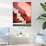 Geometric Architectural Stairway Grace - Flamingo Canvas Wall Art