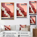 Geometric Architectural Stairway Grace - Flamingo Canvas Wall Art