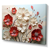 Red And White Crimson Flower S Embrace - Floral Canvas Wall Art