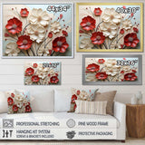 Red And White Crimson Flower S Embrace - Floral Canvas Wall Art