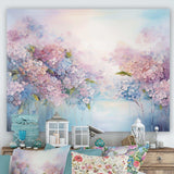 Blue And Pink Hydrangea Solitude In Nature - Floral Canvas Wall Art