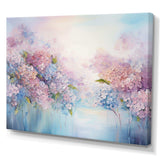 Blue And Pink Hydrangea Solitude In Nature - Floral Canvas Wall Art