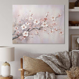 Pink And Grey Cherry Blossom Charm - Floral Canvas Wall Art