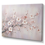 Pink And Grey Cherry Blossom Charm - Floral Canvas Wall Art