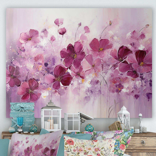 Fuschia Country Charm Flowers II - Floral Canvas Wall Art