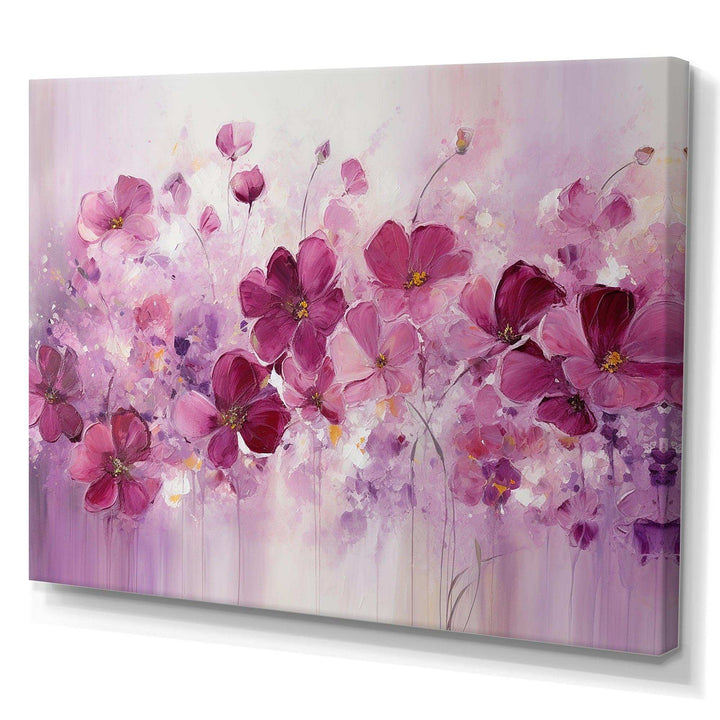 Fuschia Country Charm Flowers II - Floral Canvas Wall Art
