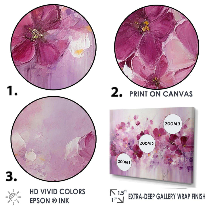 Fuschia Country Charm Flowers II - Floral Canvas Wall Art