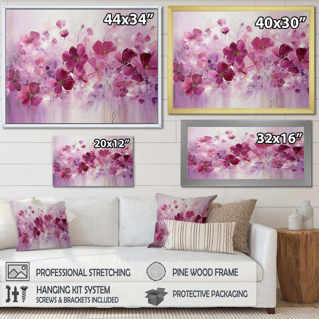 Fuschia Country Charm Flowers II - Floral Canvas Wall Art