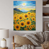 Vangogh Style Sunflowers Mountains - Floral Canvas Wall Art