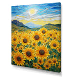 Vangogh Style Sunflowers Mountains - Floral Canvas Wall Art