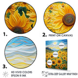 Vangogh Style Sunflowers Mountains - Floral Canvas Wall Art