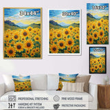 Vangogh Style Sunflowers Mountains - Floral Canvas Wall Art