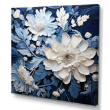 Watercolor Blue And White Seasonal Flowers III - Floral Canvas Wall Art