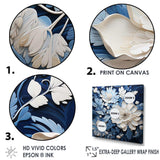 Watercolor Blue And White Seasonal Flowers III - Floral Canvas Wall Art