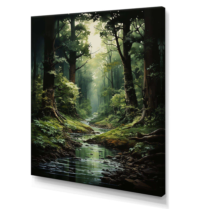 River Into Enchanted Woods I - Landscapes Canvas Wall Art