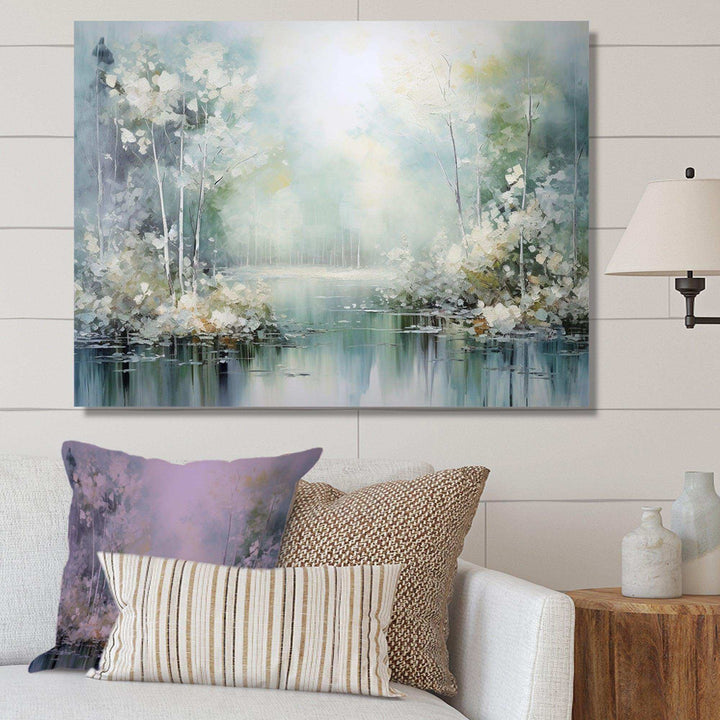 Minimal River Forest Liquid Art I - Landscapes Canvas Wall Art