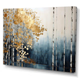 Minimalism Blue And Gold Forest - Landscapes Canvas Wall Art