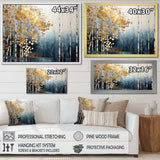 Minimalism Blue And Gold Forest - Landscapes Canvas Wall Art