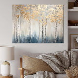 Minimalism Blue And Gold Forest II - Landscapes Canvas Wall Art