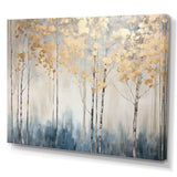 Minimalism Blue And Gold Forest II - Landscapes Canvas Wall Art