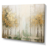 Minimalism Beige And Gold Forest II - Landscapes Canvas Wall Art