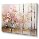 Minimalism Pink And Gold Forest - Landscapes Canvas Wall Art