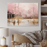 Minimalism Pink And Gold Forest I - Landscapes Canvas Wall Art