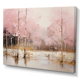 Minimalism Pink And Gold Forest I - Landscapes Canvas Wall Art