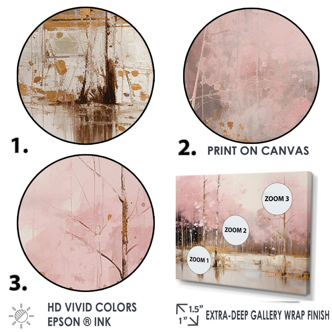 Minimalism Pink And Gold Forest I - Landscapes Canvas Wall Art